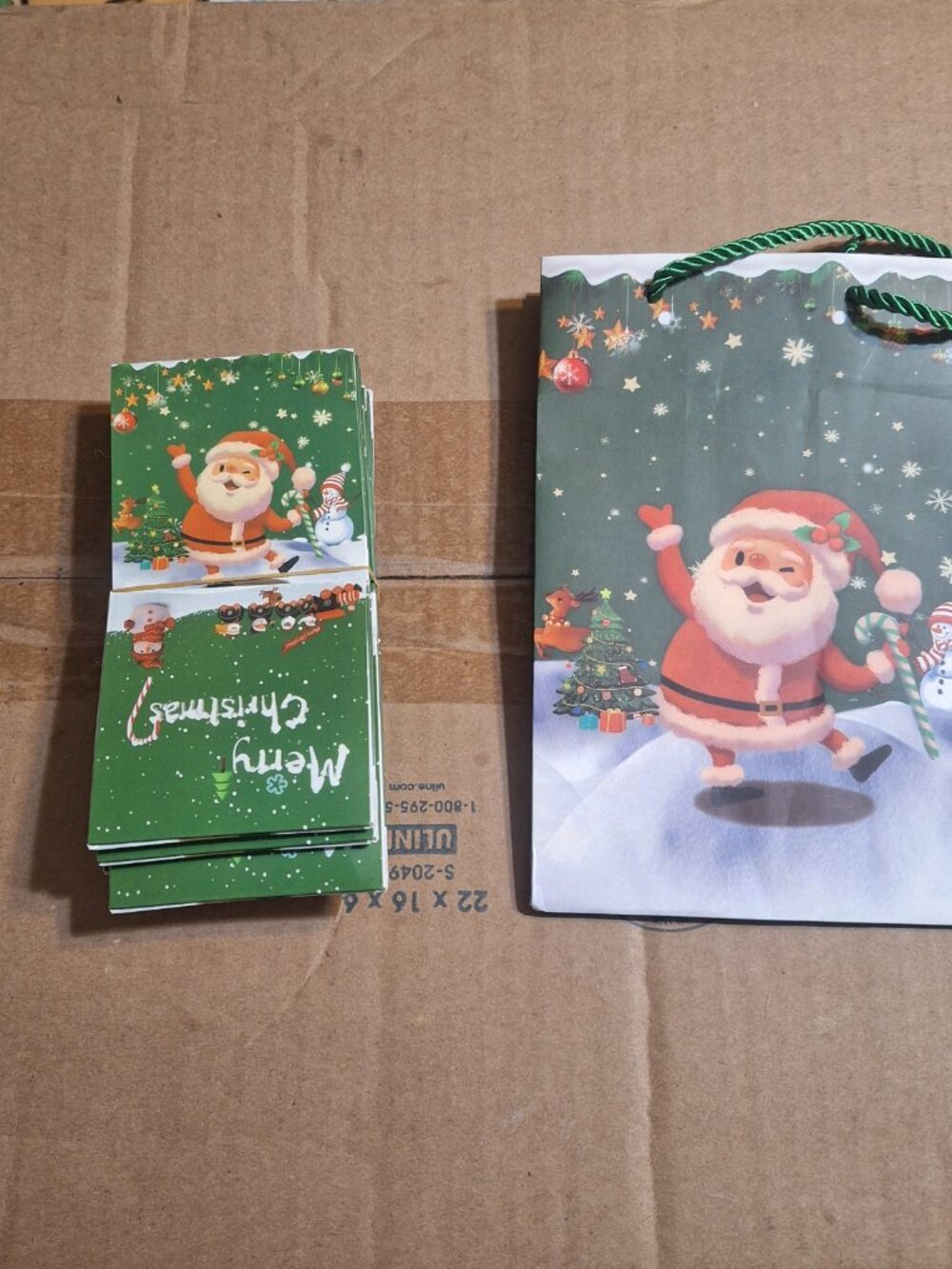 santa merry christmas gift bag and surprise boxes